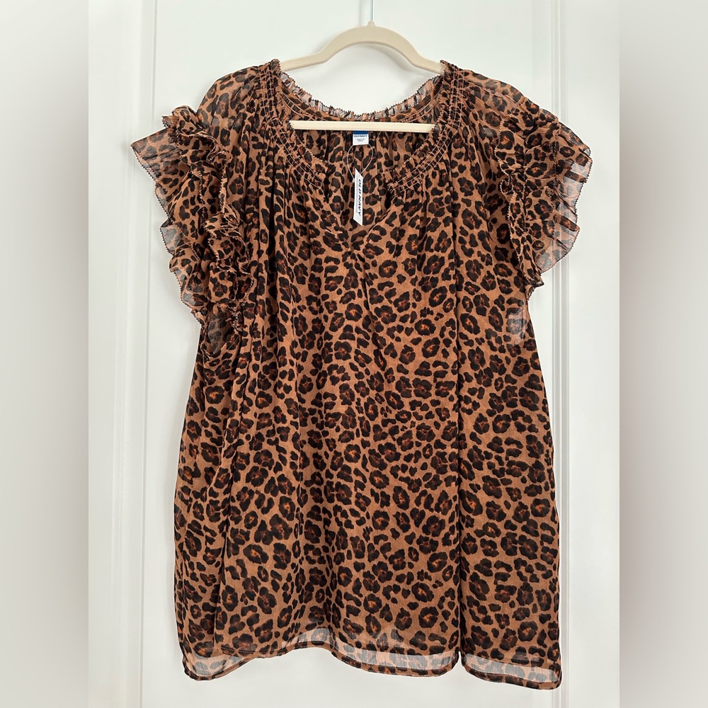 NWT! Old Navy Brown Leopard Print Top 4X